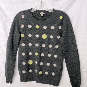 Halogen Cashmere sweater gray polkadots